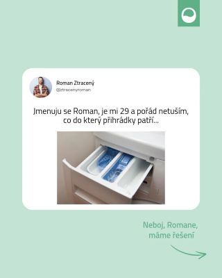 Co si budeme, zbytečně moc přihrádek... Prací papírek prostě hodíte do pračky, přidáte prádlo a perete. Na tom nejde nic...